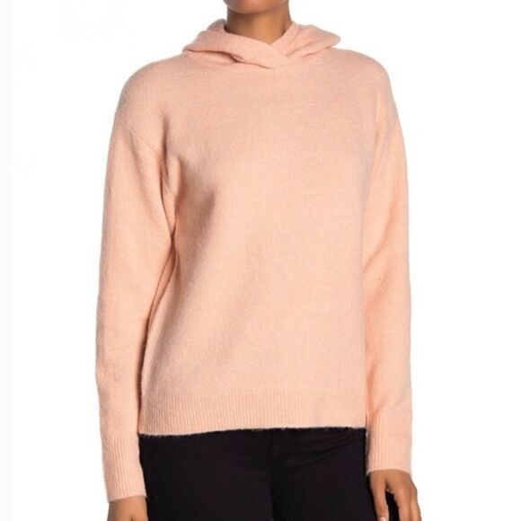 Magashoni Wool blend Long Sleeve Hooded Top with Ribbed trim on soft pink - XS - Picture 1 of 8